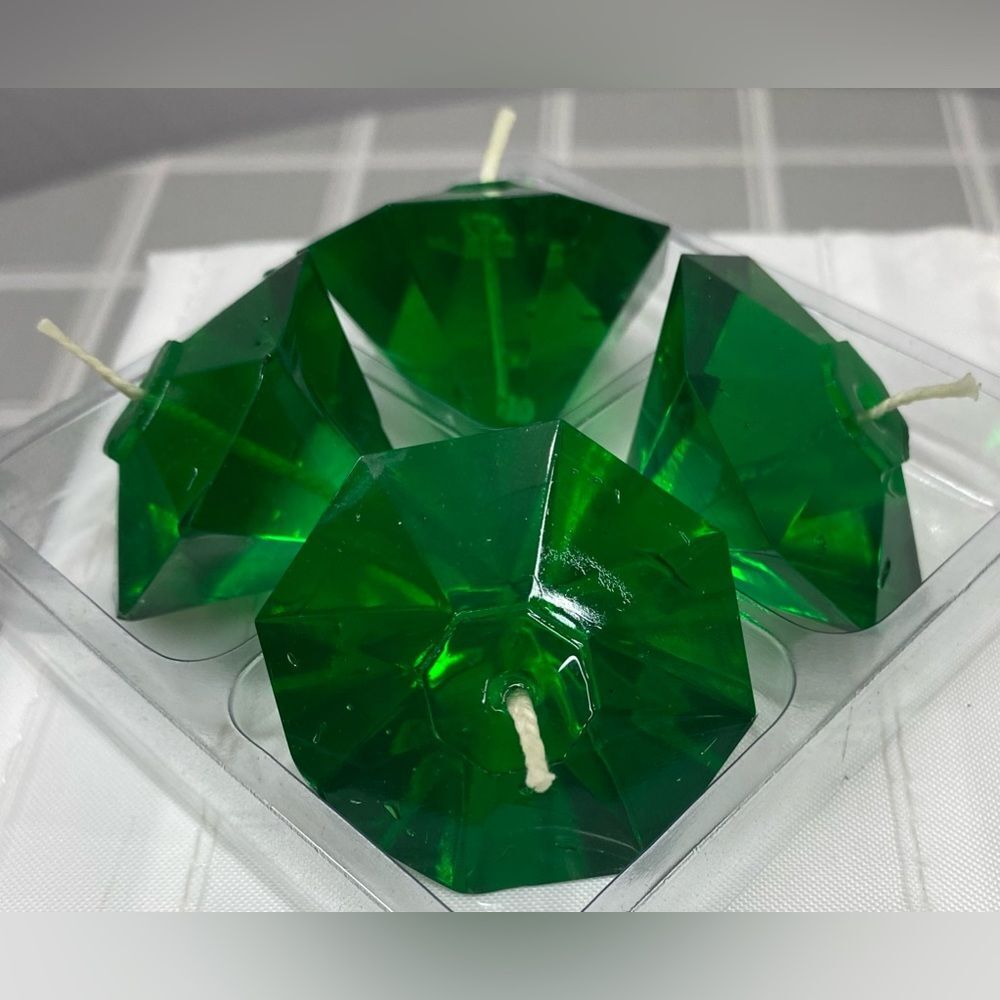 Diamond Shape Floating Gel Candles Emerald Green Four Candles NIOP